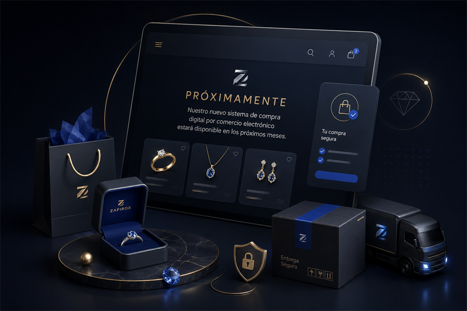 Vista visual del próximo comercio electrónico de joyería Zafirox